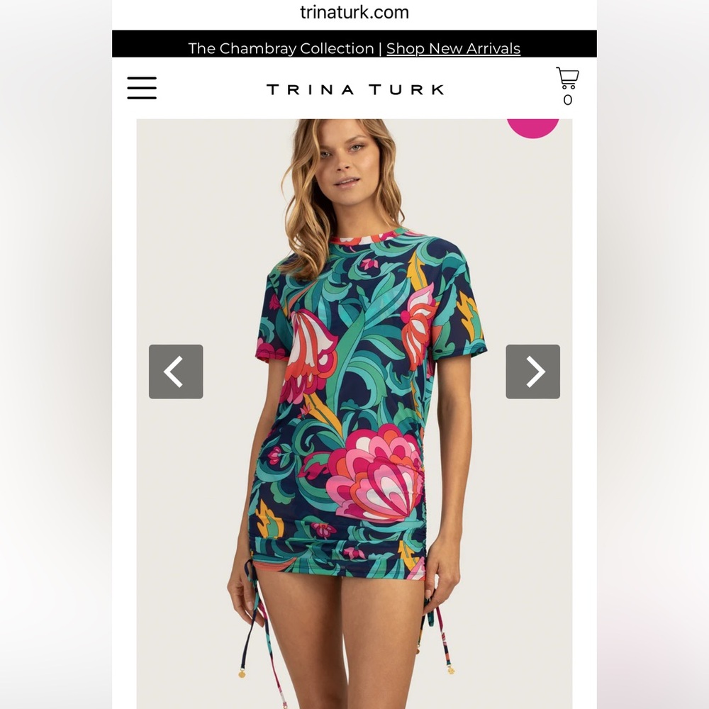 Trina Turk India Garden Cinch Shirt Dress/Swim Coverup - Size S